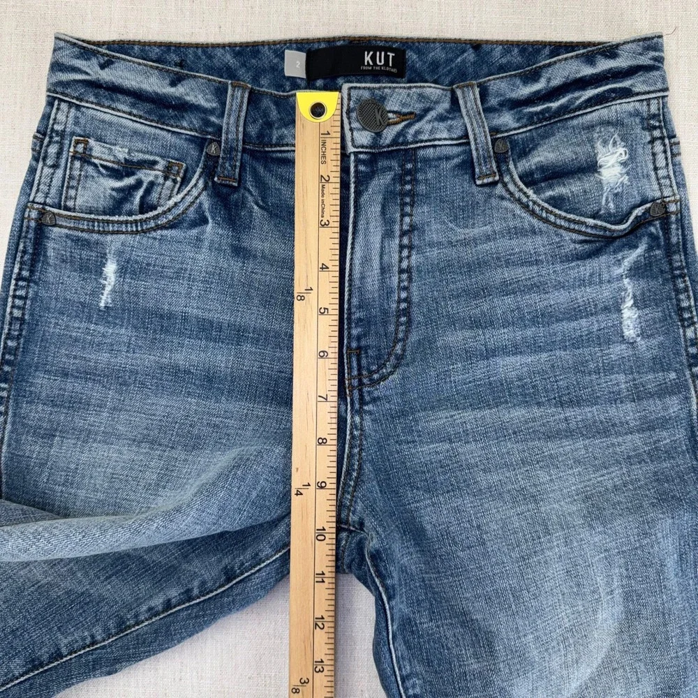 Kut from the Kloth Catherine Fab Ab Boyfriend Jeans Womens 2 Distresed Cuffed